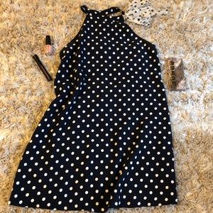 Zara Navy & White  Polka Dot Dress